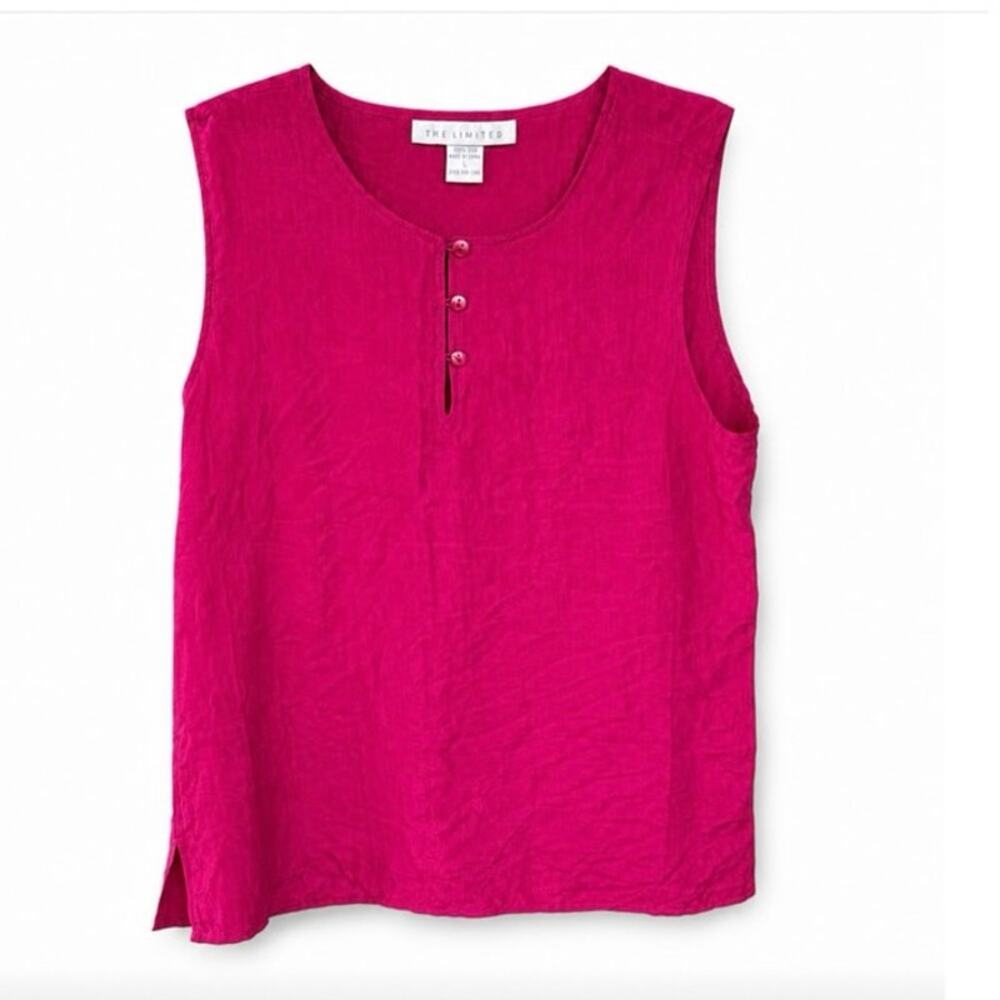 The Limited 100% Silk Sleeveless Blouse Pink Fuchsia Tank Top Large